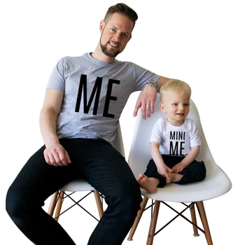 WeLaken Módne 2018 Rodiny Zodpovedajúce Oblečenie Otec, Syn Letné T-Shirts vrchné oblečenie Otec MI, Baby, MINI MA Bavlna Rodiny Vzhľad