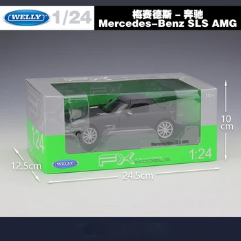 WELL 1:24 Vysokej Simulácia Benz SLS AMG Športové Auto Matný Diecast Kovové Zliatiny Klasického Modelu Auta, Hračky Pre Chlapcov Dary, Zbierky