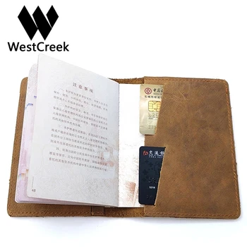 Westcreek Značky Muži/Ženy Pas Kryt Retro pravej Kože Kôň Kožené Módne Pas ID/Ticket /Kreditnej Karty Držiteľ