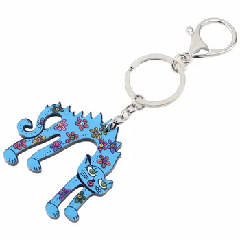 WEVENI Akryl Anime Modrá Mačka Mačiatko kľúčenky Keyrings Pre Ženy, Dievča Taška Kľúča Vozidla v Kabelke Peňaženku Kúzlo Keychain Darček Šperky