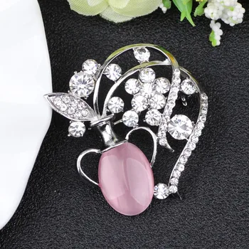 WEVENI Crystal Kvetinové Vázy Brošňa Pre Ženy Jedinečný Brošne Pin Golier Šatku Dekorácie 2017 Novinky Módne Šperky Príslušenstvo