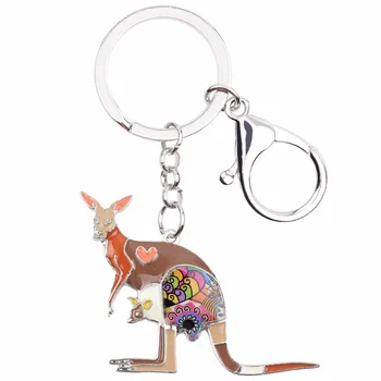 WEVENI Smalt Kvetinový Austrália Kangaroos prívesok na Ženy, Dievča Keyring Darčeková Taška Charms Keychain kľúča Vozidla v Kabelke Módne Šperky