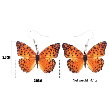 WEVENI Ľahký Pokles Visieť Veľké Leopard Lacewing Motýľ Náušnice Pre Ženy, Nový Módny Hmyzu Šperky Dievčatá Príslušenstvo