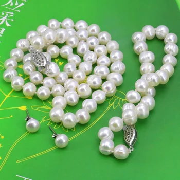 White pearl náhrdelník set 6-7mm DIY korálkové ryby pracky náhrdelník 18