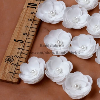 White/pink/black 3D flitre pearl kvety 3 cm 30PCS/VEĽA JZ1803
