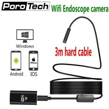 WiFi Endoskopu 8mm 720P HD, Wifi, Kamera, 3m pevný drôt Iphone Endoskopu Vodotesný Fotoaparát Android iOS Boroscope Fotoaparát s 8 LED
