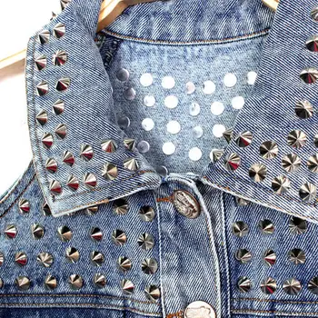 Wild Nit Výrez punk Mimo Ramenný Denim Jacket krátke dizajn džínsy 2017 Feminino jar Vintage Tenký Kabát chaquetas mujer