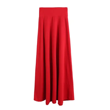 Willstage Dlhé Sukne Plus veľkosť 5XL Ženy Solid Black Red Skladaný Vysoký Pás Vintage Elegantné Strana Sukne 2018 Jeseň OL Práce