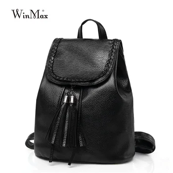 Winmax módne ženy batohy pu kožené strawing batohy dámy cestovné tašky kvalitné ženy strapec školské tašky cez rameno bolsas