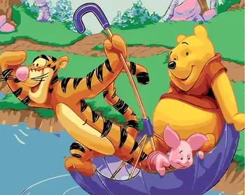 Winnie the Pooh tiger Izba Dekor Maľovanie pre deti obývacia izba olejomaľba obrázok Podľa Čísla Kreslenie Podľa Čísel DIY obrázky