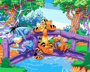 Winnie the Pooh tiger Izba Dekor Maľovanie pre deti obývacia izba olejomaľba obrázok Podľa Čísla Kreslenie Podľa Čísel DIY obrázky