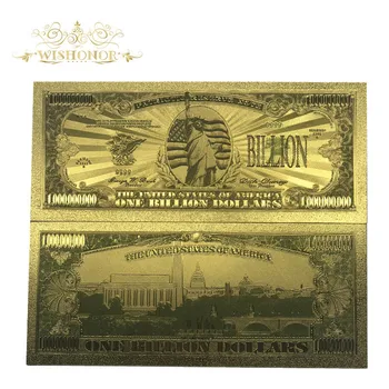 Wishonor Farebné Americký Dolár Bankoviek Bill Poznámka Jednej Miliardy Bankoviek v 24k Zlatom Nádherné Remeslo na Zber