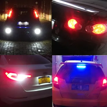 WLJH 2X Žltá Biela Červená Modrá 60 Led 2835 SMD P21W 1156 7506 10W Auto LED Osvetlenie Vozidla Predné Zase Signálneho Svetla Žiarovky Canbus