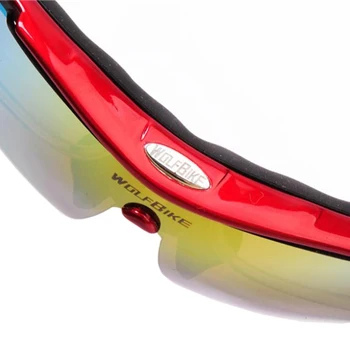 WOLFBIKE Polarizované 5 Objektív Cyklistické Okuliare Slnečné Okuliare Pánske Športové Cyklistické Okuliare, Cyklistické Okuliare Jazdy Lyžovanie Okuliare, Červená