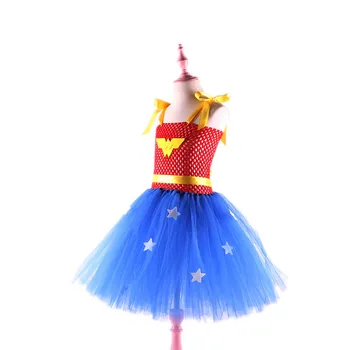 Wonder-Žena, Dievča Cosplay Kostým Tutu Šaty Princezná Deti Party Šaty Prom Tanečné Šaty dievča Oblečenie Modrá Vestidos