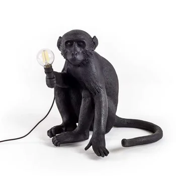 Wongshi Moderné Čierne Opice Konopné Lano Prívesok Svetlo Módne Jednoduché Umenie Nordic Repliky Živice Seletti Visí Lampa Opice