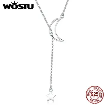 WOSTU Dizajnér 925 Sterling Silver Moon & Hviezdičkový Prívesok Náhrdelníky Pre Ženy S925 Jemné Šperky Milenca Darček k Narodeninám FIN108