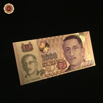 WR Vzácne Zlato Papierové Peniaze 999 Zlato Fóliovaných Bankovky a Kovové Zlato Poznámka Singapur 1000 Dolárov Zber a Dekorácie Pekné Darčeky