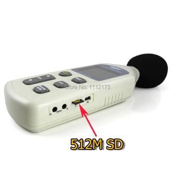 WS1361C 30-130dB LCD Digitálny Zvuk Merača Úrovne Hluku Meranie Nástroja Decibel Monitorovanie Logger Tester S 512M SD kartu