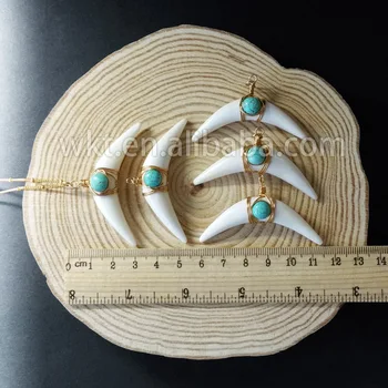 WT-N607 Módne náhrdelníky 2016 ručné drôt náhrdelníky prírodné howlite jedinečný polmesiaca horn prívesky, Šperky, náhrdelníky reťazca