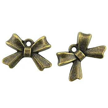 WYSIWYG 20pcs 10*14 mm Antique Bronze, Starožitné Strieborné Farba Roztomilý Čela Charms, Bowknot Charms