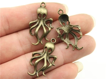 WYSIWYG 8pcs 32*17 mm Octopus Charms, Vintage DIY Ručne vyrábané Šperky