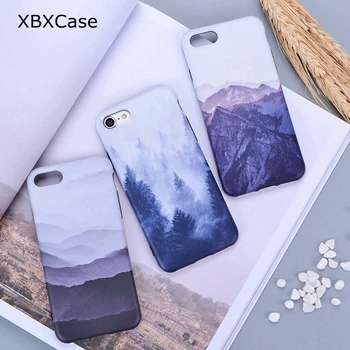 XBXCase Matný Matný Mäkký Silikónový Kryt puzdro Pre iphone 6 6S Plus 7 7Plus Hmly Black Mountain Forest TPU puzdro pre iPhone 8 X