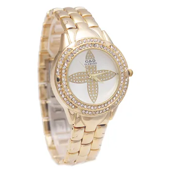 XG49 Luxusné G&D Ženy Quartz náramkové hodinky Zlaté Crystal Fashion Ženy Náramok Hodinky z Nerezovej Ocele Relojes Mujer Ďatelina Dary