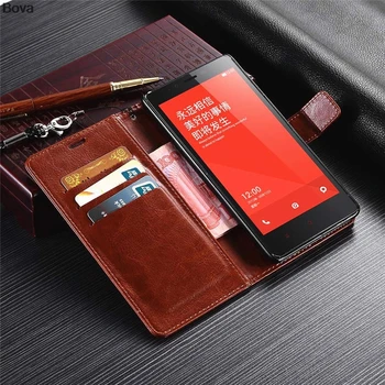 Xiao HM Poznámka držiteľa karty kryt puzdro pre Xiao Redmi Poznámka 1 LTE 4G kožené telefón prípade, ultra tenkú peňaženku flip cover