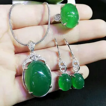 Xin yu yuan Jemné Šperky Prírodné Jade Medullary 925 Strieborný Náhrdelník Náušnice, Prsteň Módne Kúzlo Šperky Sady Ženy Šperky