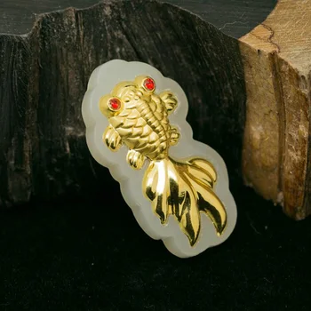 Xin Yu yuan módne 24k gold jade vložkou Rybka náhrdelník prívesok charm jemné šperky pre ženy, mužov, darčeky