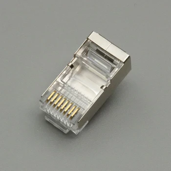 Xintylink EZ rj45 konektor rj45 plug cat5e terminály cat5 8P8C stp sieťový konektor kovu, pozlátené tienené modulárny 100ks