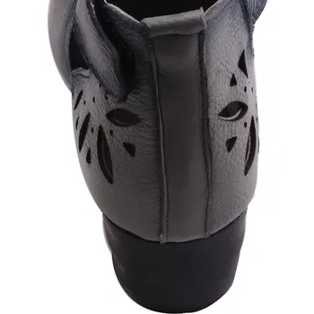 Xiuteng Nové Letné Hrubé vysoké podpätky Sandále Originálne Kožené dámske Topánky Kvet Osobnosti Voľný čas Ženy Ručné Sandále sapato