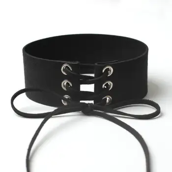 XIYANIKE Nové Široké Black Velvet Choker Náhrdelník Pás Chokers Náhrdelníky Viazaná Ružová Chocker collares collier ras du cou N672