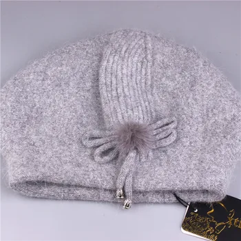 Xthree Zimné beret klobúk pre ženy pletené klobúk Králik kožušiny beret pre dievča pevných farieb módne lady spp dobrej kvality