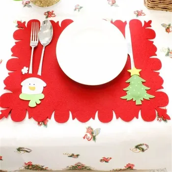XYZLS 2KS/Set Roztomilý Kreslený Vianočný Stôl Rohože netkanej Textílie Západnej Podložky Jedálenský Stôl Prestieranie Misy, Tácky