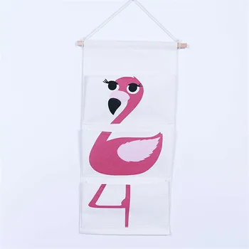 XZJJA Cartoon Zvierat Flamingo Visí Organizátori Oblečenie, Ponožky, spodná Bielizeň Skladovanie Taška Bielizeň Steny Dverí Visí Taška 3 Vrecká