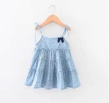 Y60551621 2017 Letné Módne Detské Dievčenské Šaty Dot Luk Suspendents Dievča Princezná Šaty Dievčatá Oblečenie Lolita Baby Šaty