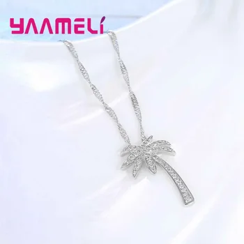 YAAMELI Coconut Tree Jasné Drahokamu Prívesky, Náhrdelníky Strany Šperky 925 Sterling Silver Náhrdelník Prívesok Darček Pre Ženy