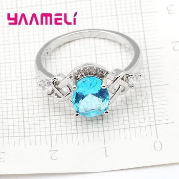 YAAMELI Retro Modrý Zirkón Crystal Svadobné Šperky Pevné 925 Sterling Silver Zapojenie Promise Ring Vysokej Kvality Darček pre Dámu
