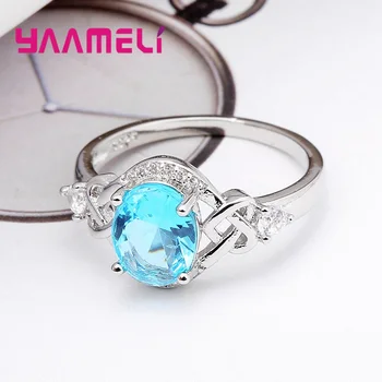YAAMELI Retro Modrý Zirkón Crystal Svadobné Šperky Pevné 925 Sterling Silver Zapojenie Promise Ring Vysokej Kvality Darček pre Dámu