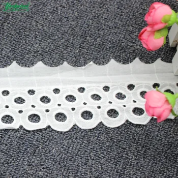 YACKALASI 15 Yds Bavlna Čipky Očko Vyšívané Čipky Tkaniny Biela Čierna Švajčiarskej Bavlny Voile Appliqued 3D Kvet Trim Diy 7 cm
