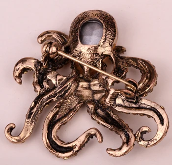 YACQ Octopus Brošňa Pin Starožitné Zlata Strieborná Farba Crystal Zvierat Bling Ženy Šperky, Darčeky Jej Manželka Veľkoobchod Dropshipping BA16