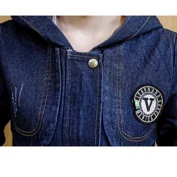 YAGENZ2017 Denim Džínsy s Kapucňou Kabát Ženy Vintage Slim Denim Jacket Bežné Topy Jar&Jeseň Dámy Základné Denim Jacket Plus Veľkosť
