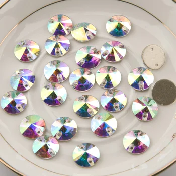 YANRUO #3200 Všetkých Veľkostí AB Rivoli Sklenené Kamene Najvyššej Kvality Flatback Šitie Crystal Kamienkami Plavidlá Šiť Na Drahokamu Na Oblečenie