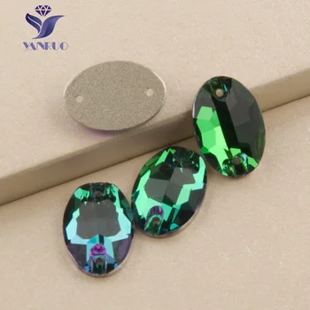 YANRUO 3210 Oválne Emerald Flatback Kamienkami Šiť Na Kamene, Sklo Šitie Šaty Drahokamu Zelené Kamene Pre Tašky, Topánky
