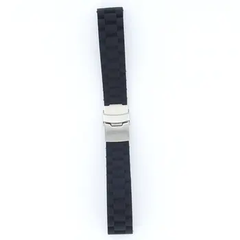 YCYS-Čierny Silikónový Remienok Nepremokavé Watchband Potápanie Spona Pásu 20 mm