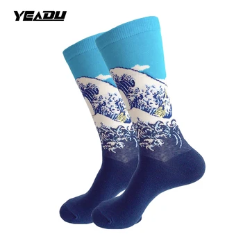 YEADU EÚ 38-48 Móda Plus Veľkosť Prúžok Posádky pánske Ponožky Umenie Maľba Bavlna Bežné Obchodné Kompresné Ponožky, 5 Párov/Veľa