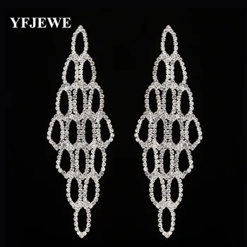 YFJEWE Slávnej Značky Rakúskeho Kryštálu Náušnice Striebro Pozlátené Náušnice kvapka Šperky Pre Ženy Bijoux Módne Náušnice Šperky #E428