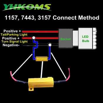 YHKOMS 50W 6ohm LED zakončovací Odpor 6RJ Riešiť Hyper Flash Riešiť Canbus Chyba Zase Signál zadné Svetlo Zadné LED Lampa Univerzálny Typ